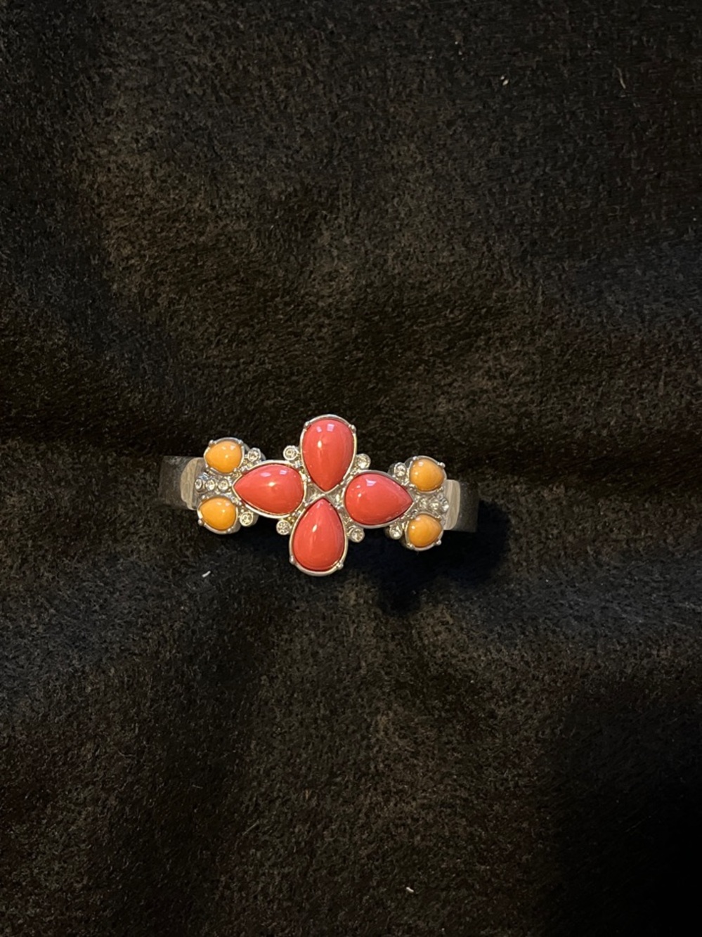 Lia Sophia Coral & Amber Floral Stone Cuff Bracelet
